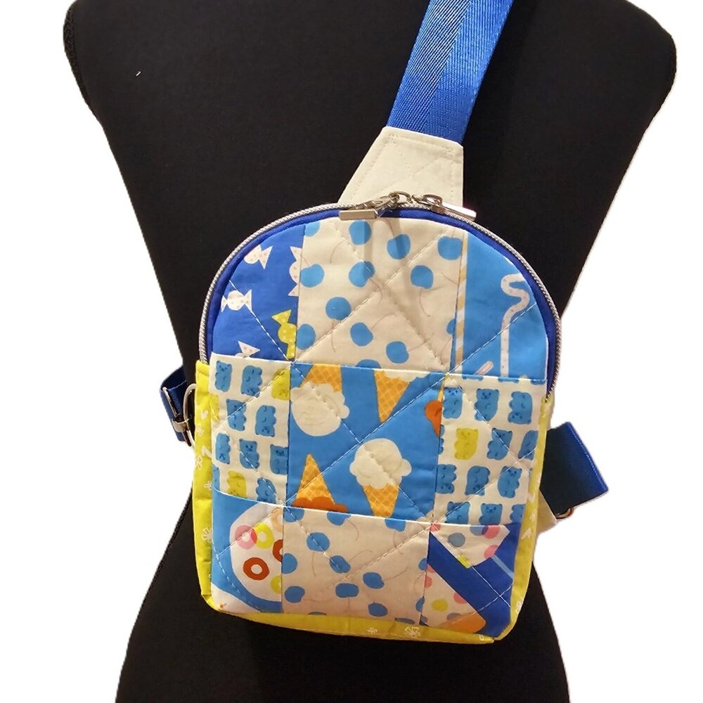 Mav Sling Patchwork Mini Sling Backpack: Ruby Star Society Crossbody Bag